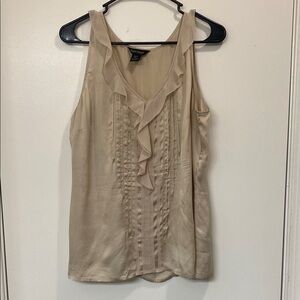 White House Black Market Tan Ruffled Tank Top